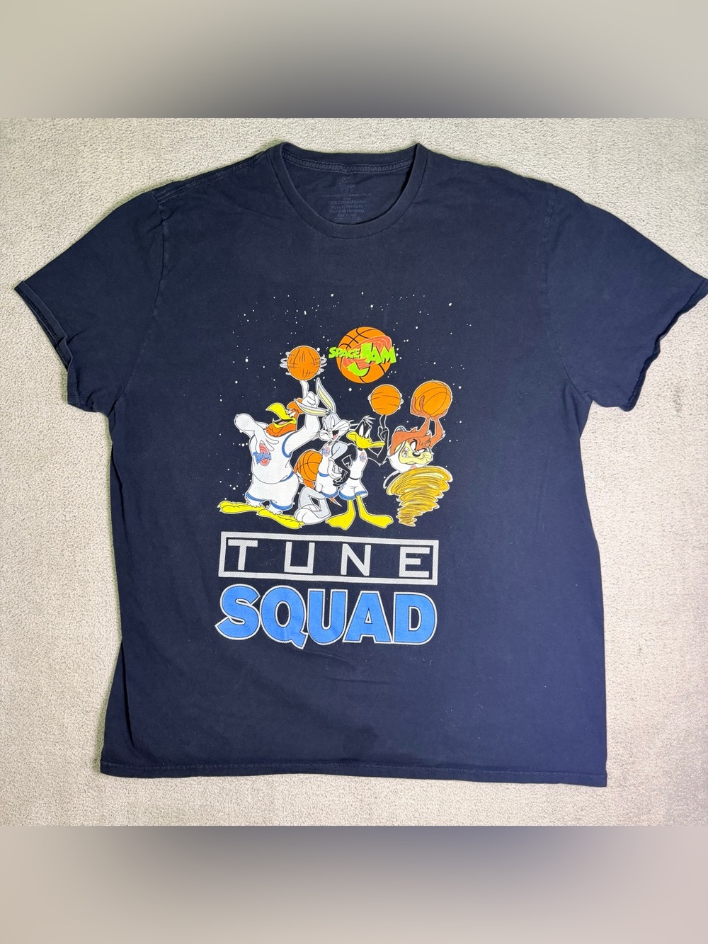 Space Jam Tune Squad Graphic T Shirt Mens XXL Black Looney Tunes Bugs Daffy Taz